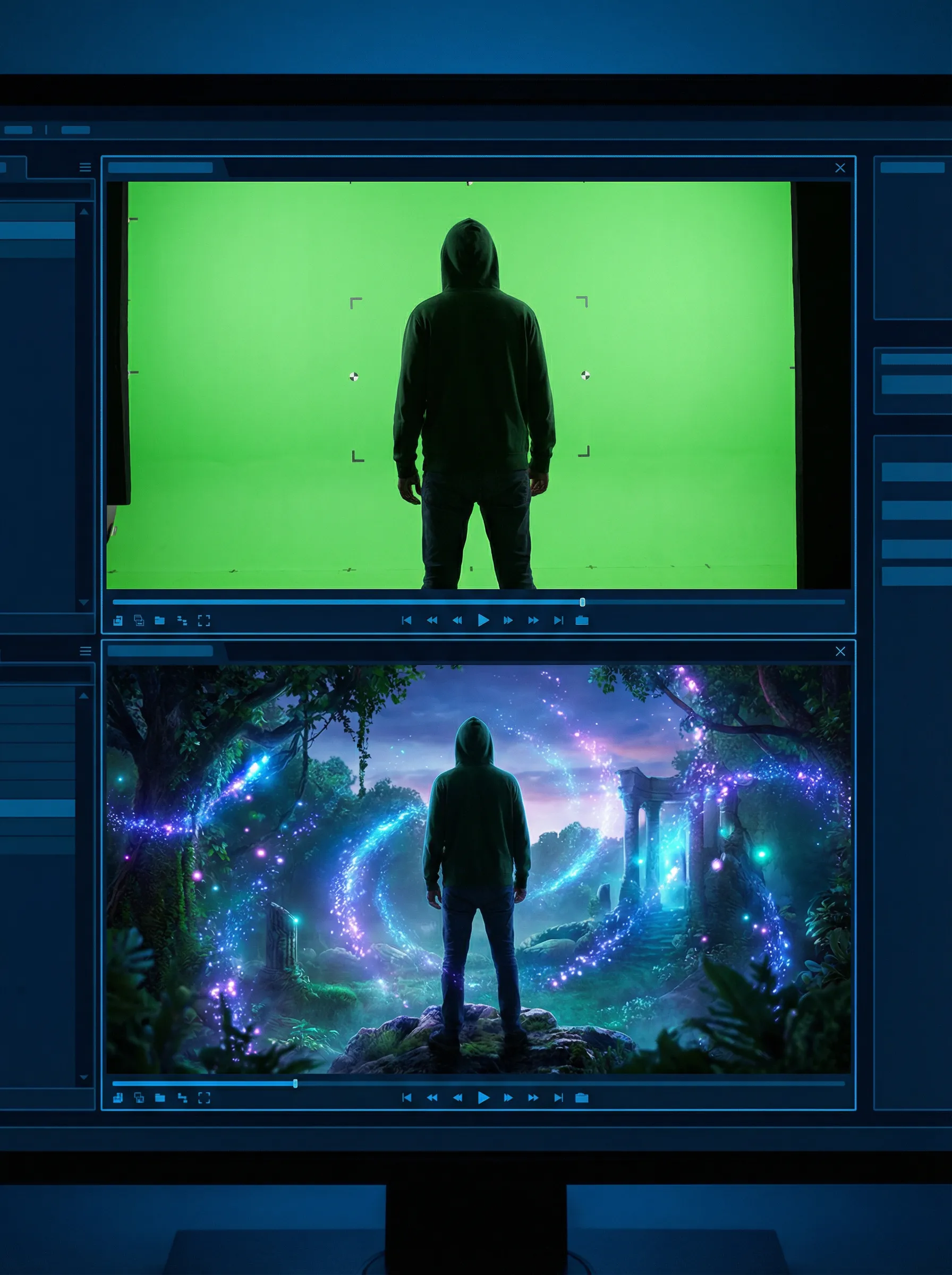 女神视频 绿幕抠图合成 - 奇幻场景VFX特效